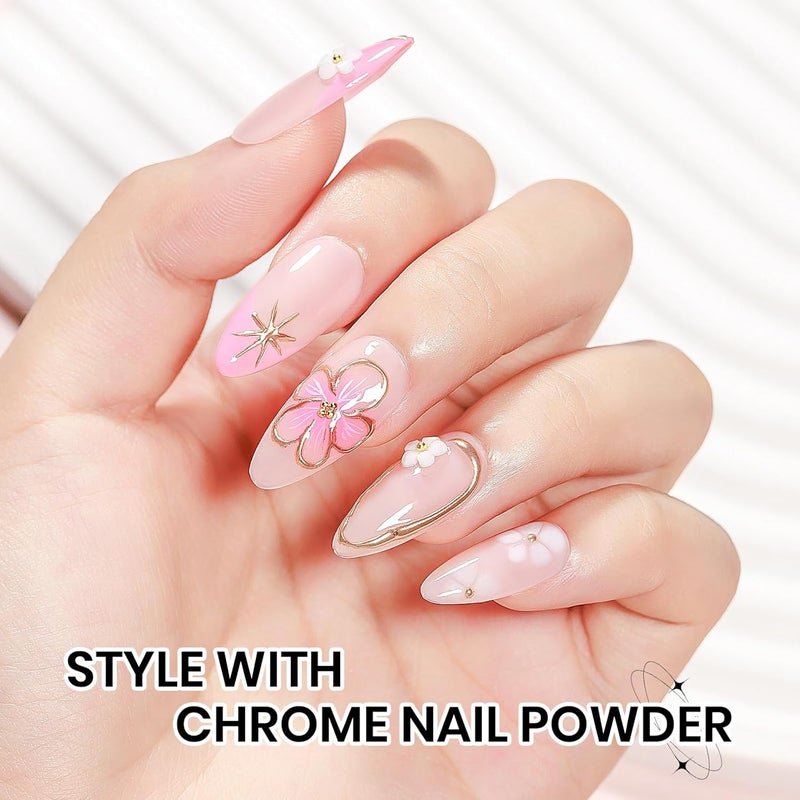 SUPWEE 3D Gel Nail Art with No Wipe Chrome Powder Sculpting Painting Gel for Nail Charms Rhinestone Decoration Adhesive with Nails Art Brushes DIY Manicure at Home - Image 4